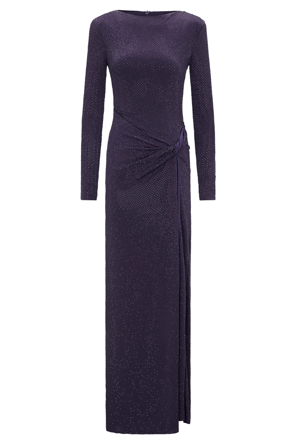 Deanna Long Sleeve Diamante Maxi Dress - Purple