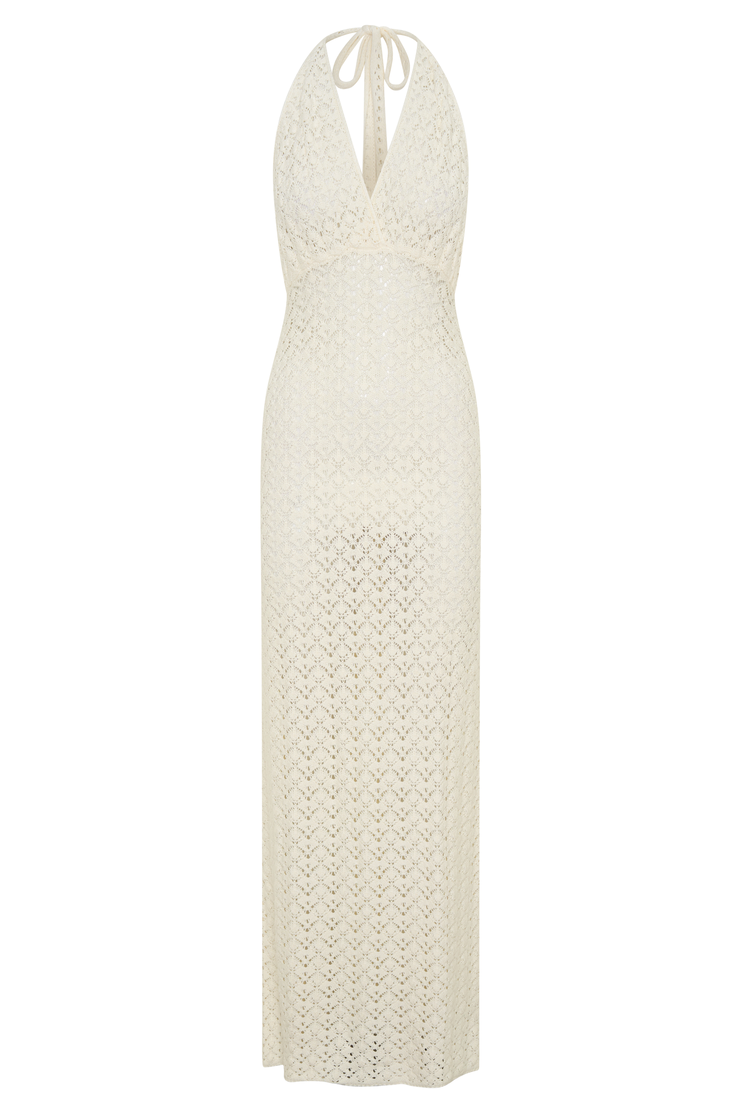 Deeliah Halterneck Crochet Maxi Dress -  Ivory
