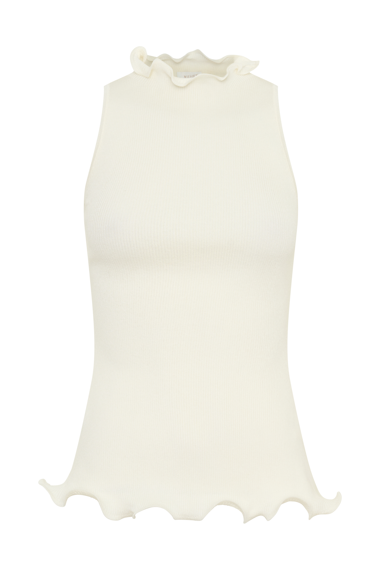 Diya Ribbed Sleeveless Top With Wire Hem - Ivory