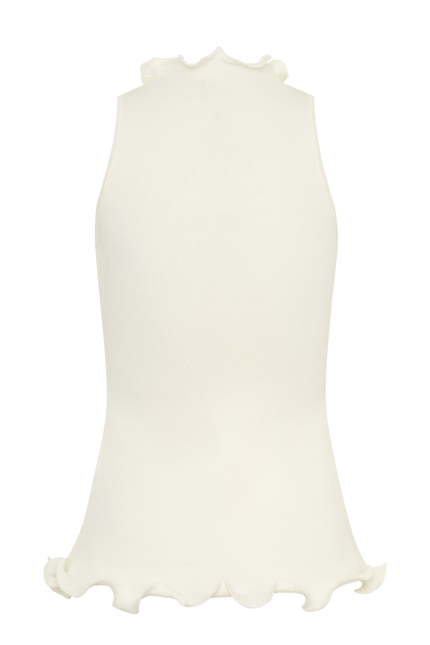 Diya Ribbed Sleeveless Top With Wire Hem - Ivory
