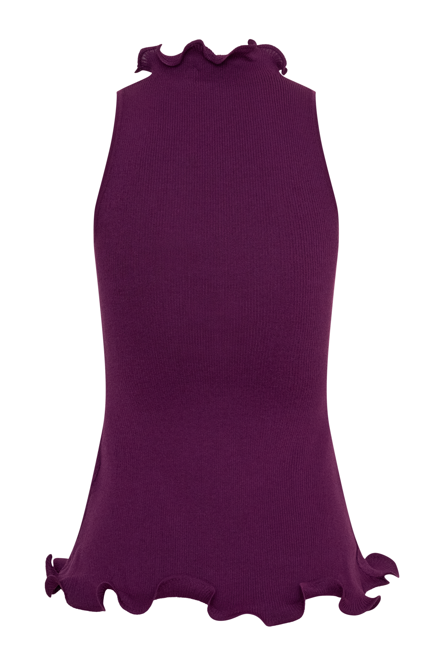 Diya Ribbed Sleeveless Top With Wire Hem - Plum