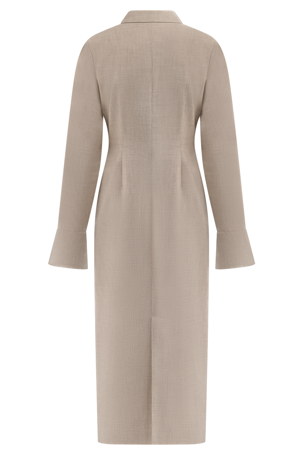 Dorian Fitted Shirt Midi Dress - Wheat Marle
