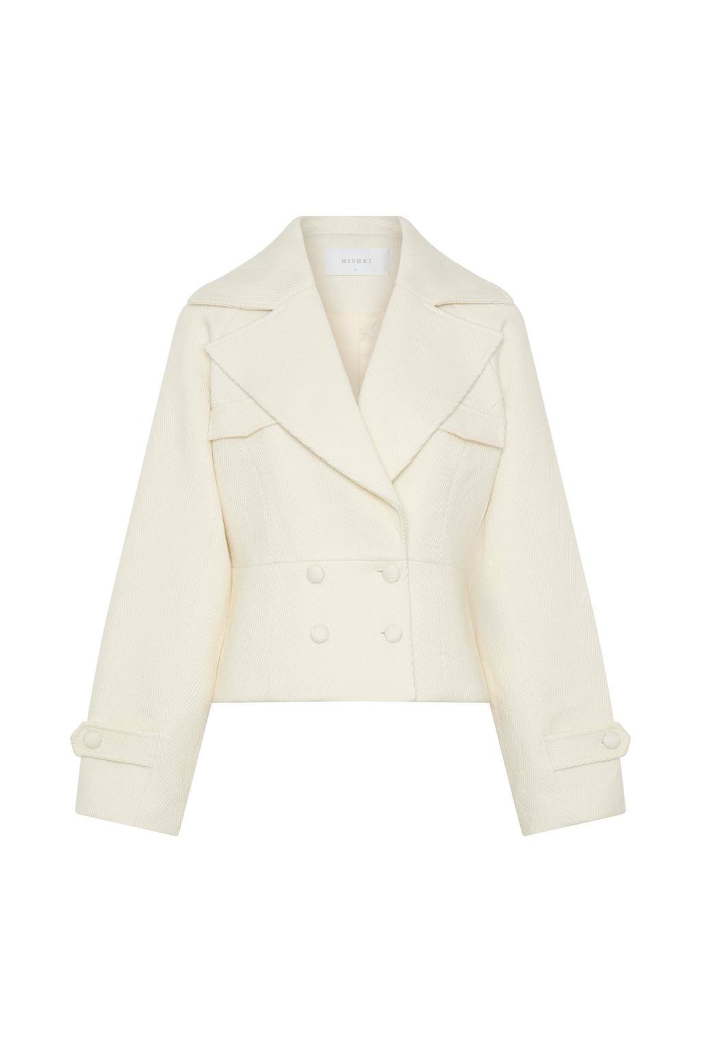 Elara Cropped Collared Jacket - Ivory
