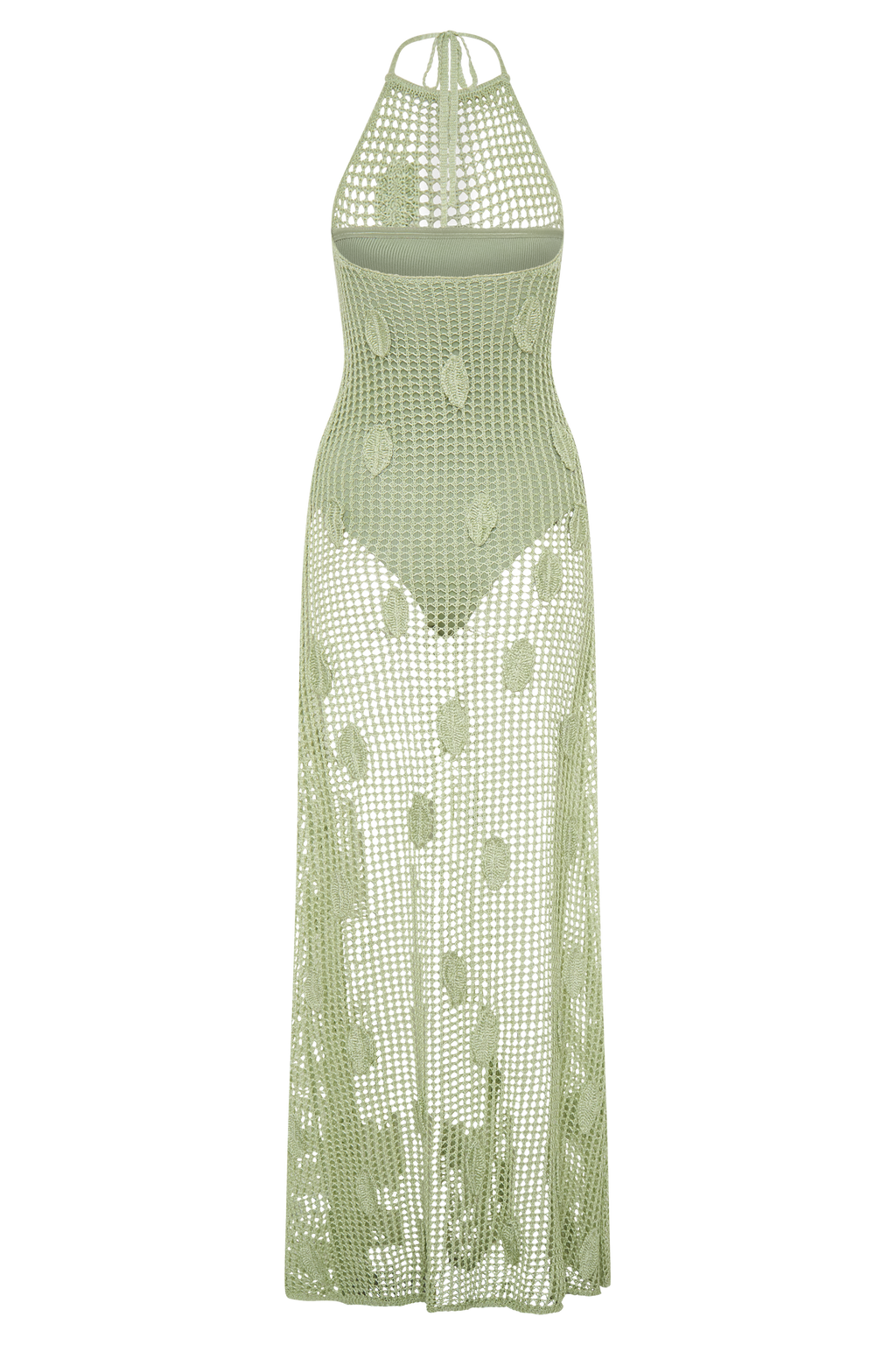 Elfie Crochet Halter Maxi Dress - Pastel Green