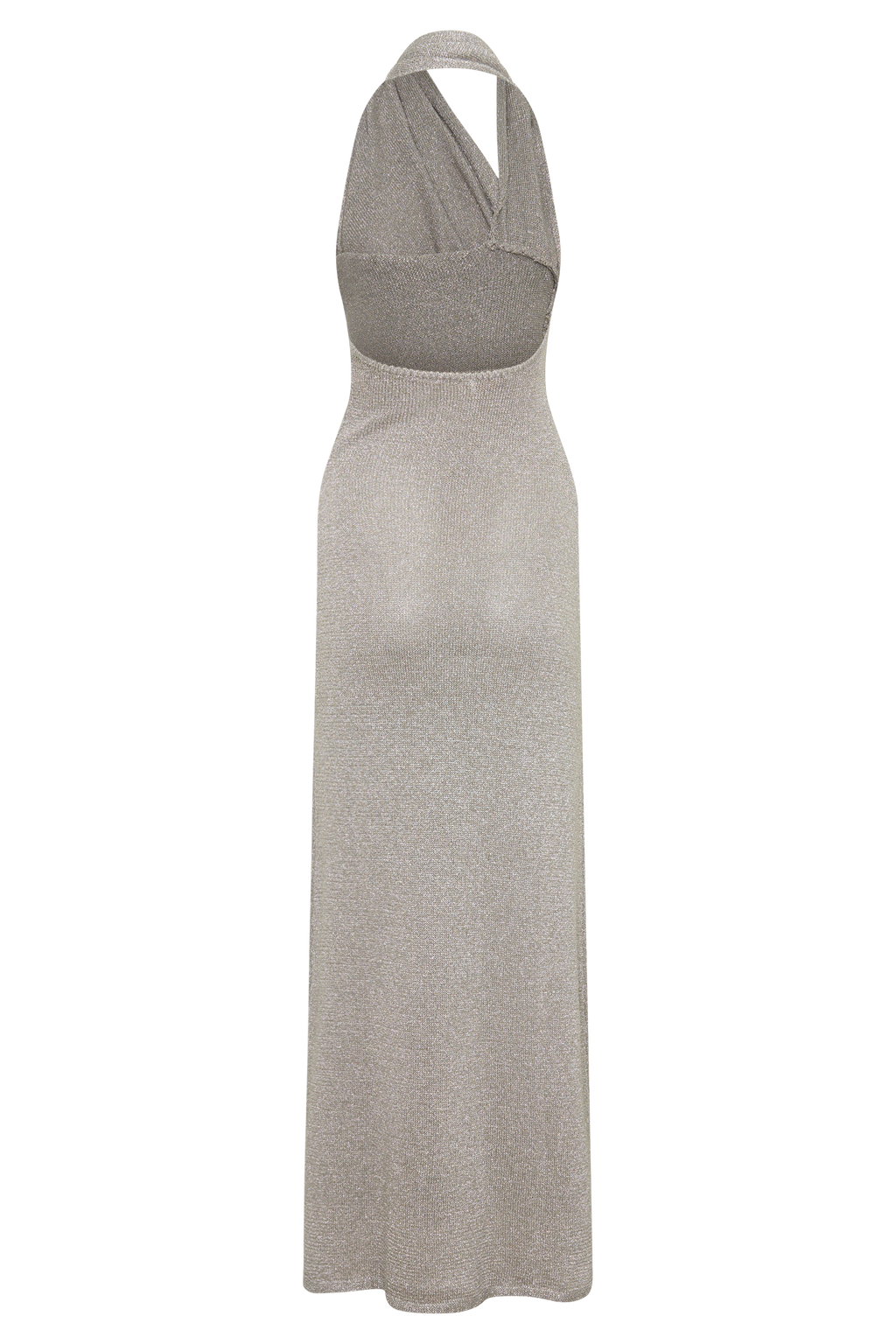 Elma Lurex Knit Halter Maxi Dress - Silver