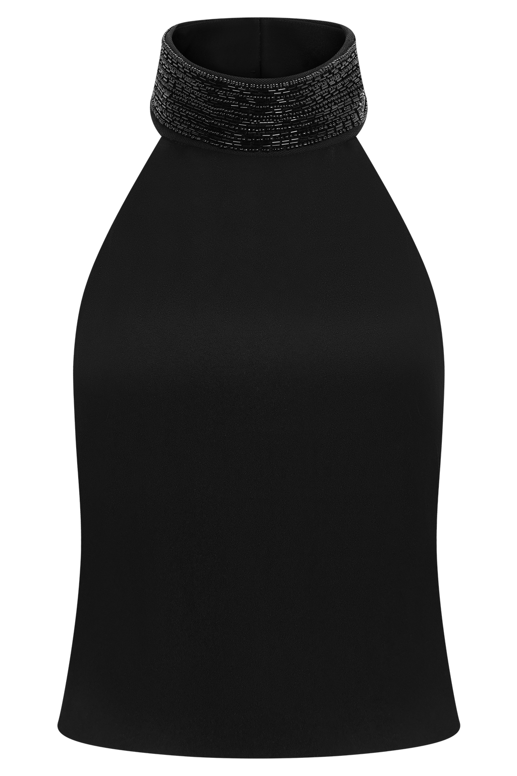 Emilia Beaded Neck Halter Top - Black