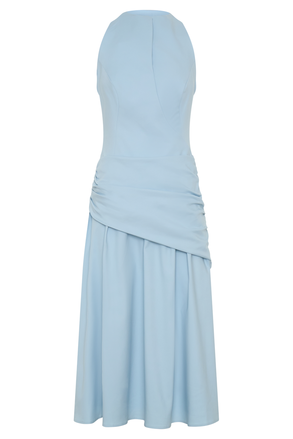 Emily Wrapped Waist Midi Dress - Sky Blue