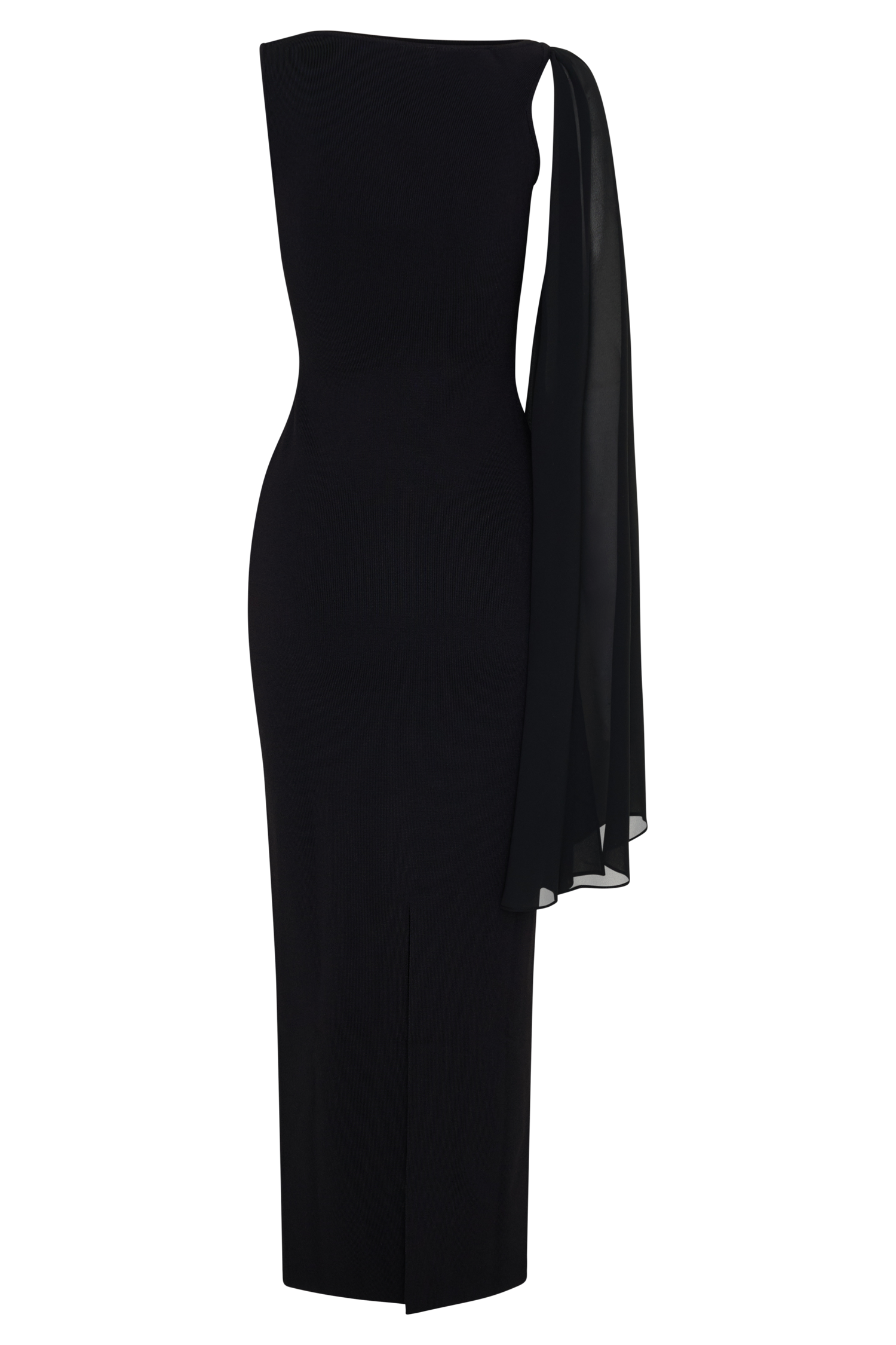 Farid Bandage Maxi Dress With Chiffon - Black