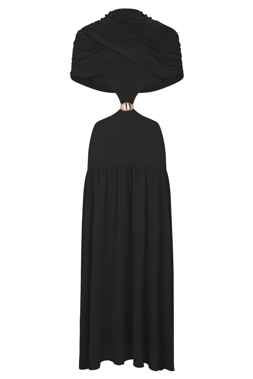 Georgina Chiffon Midi Dress - Black