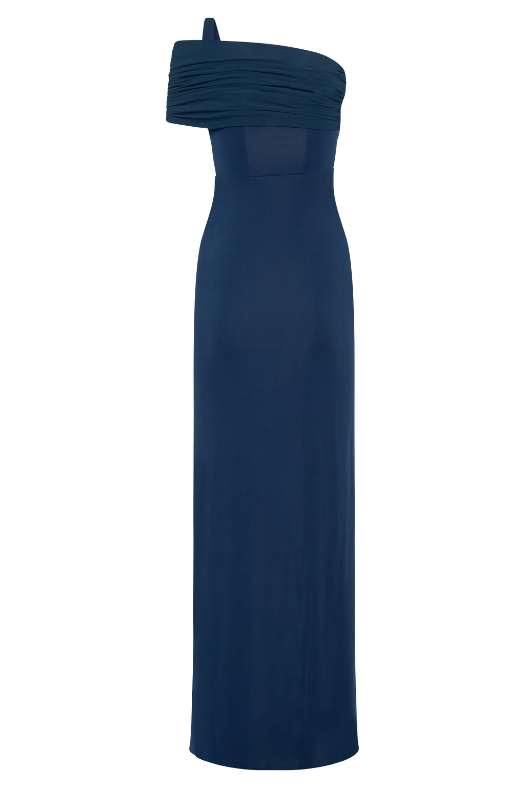 Hanh One Shoulder Mesh Maxi Dress - Ink Blue