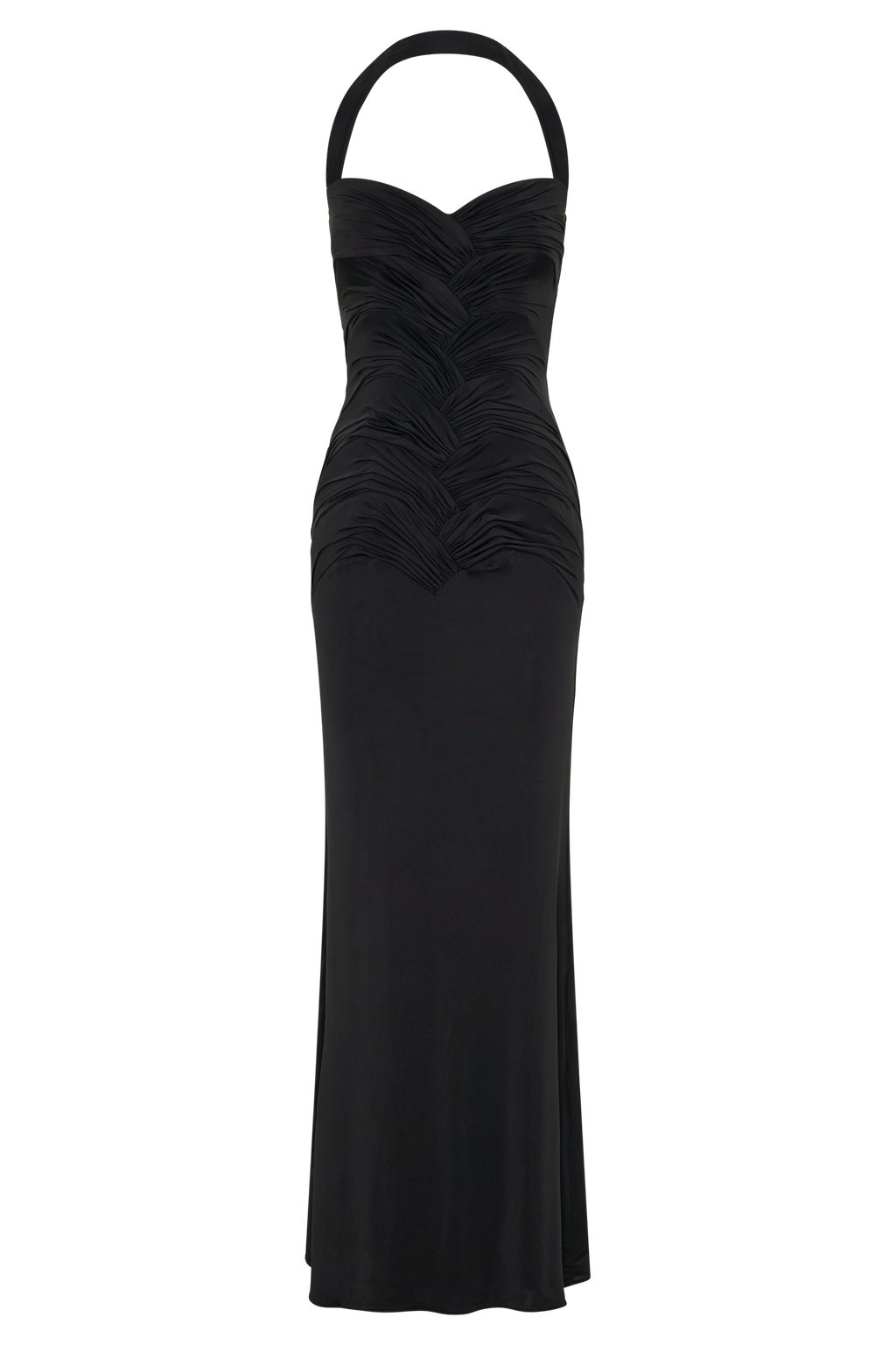 Hoai Gathered Slinky Halter Maxi Dress - Black