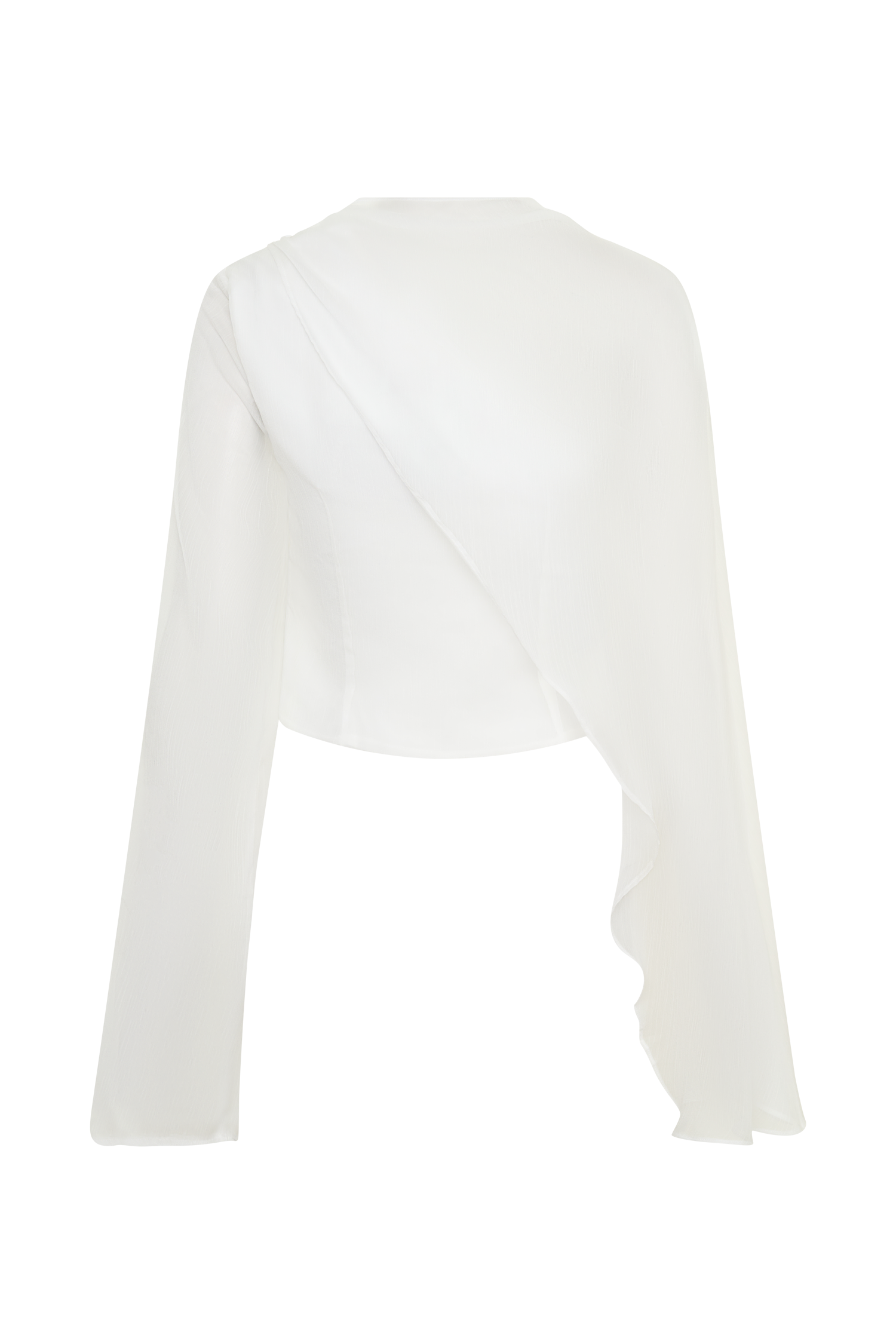Ida Sheer Asymmetrical Long Sleeve Cape - White