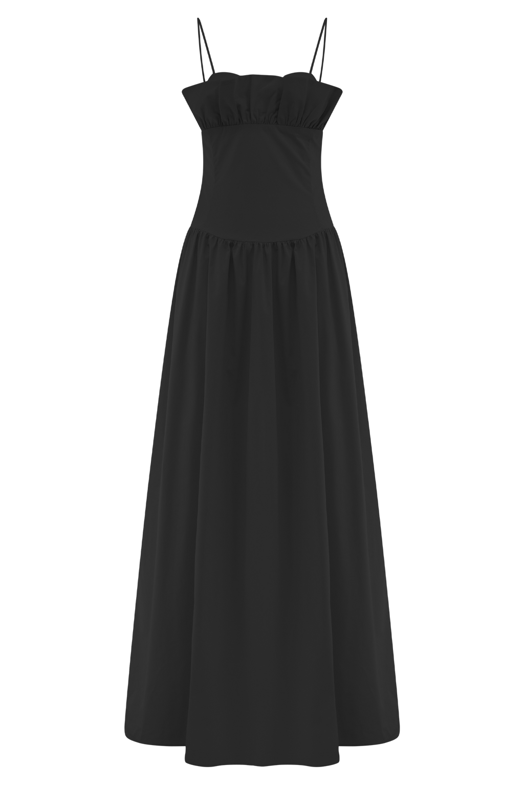 Janis Cotton Frill Maxi Dress - Black
