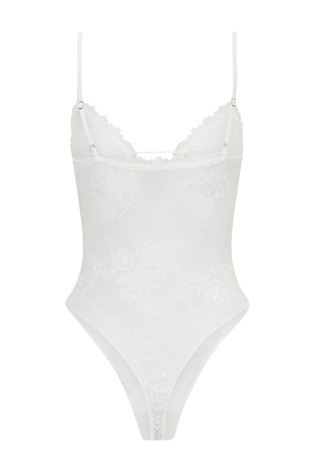Jasper Sheer Plunge Lace Bodysuit - Ivory