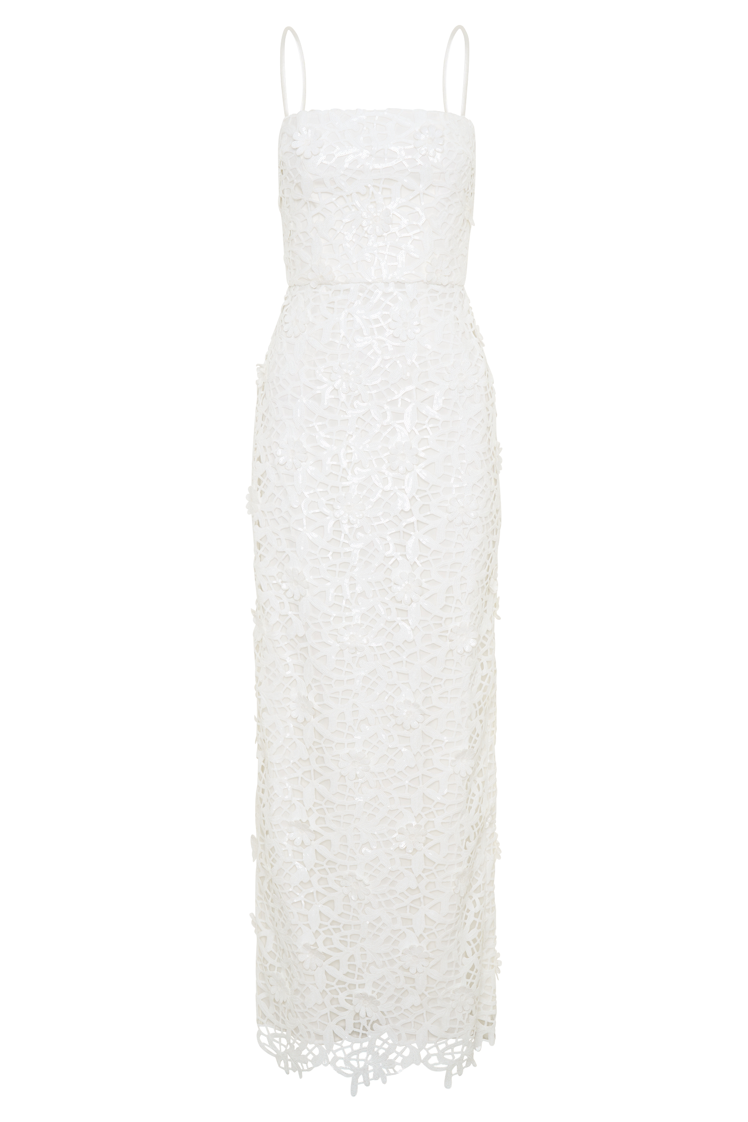 Josefa Sequin Lace Maxi Dress - White