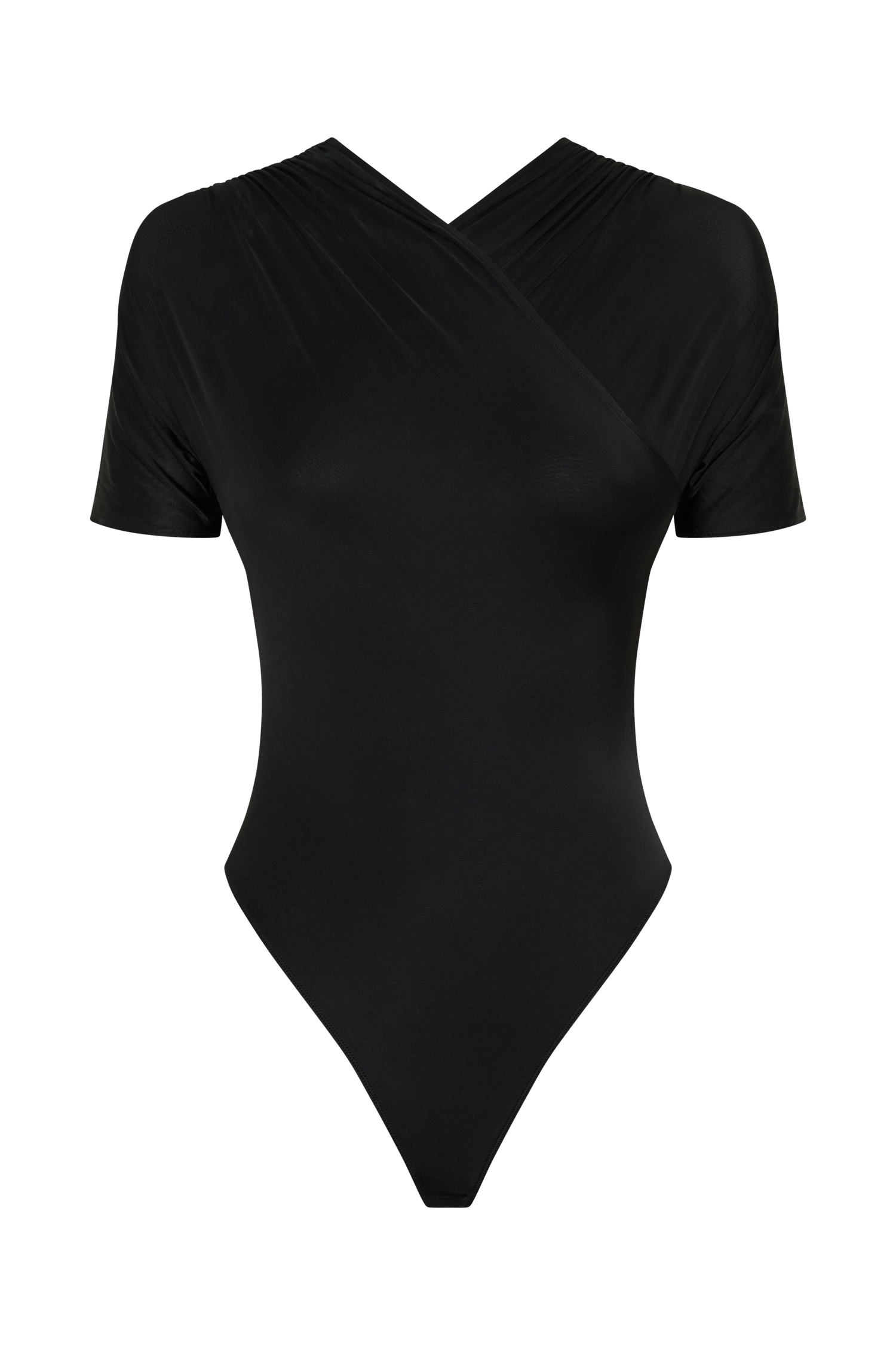 Junie Shortsleeve Cross-Over Bodysuit - Black