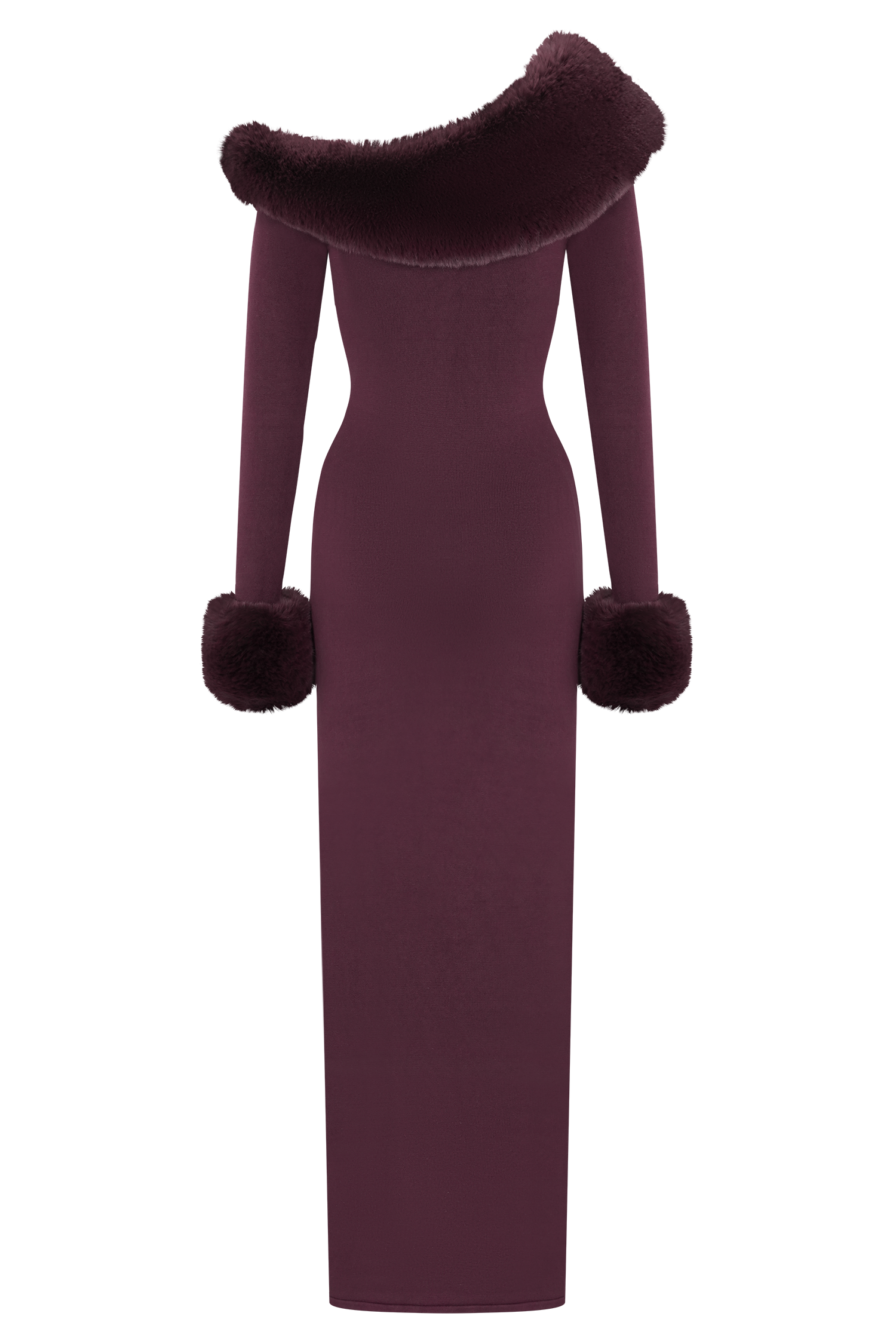 Karleigh Faux Fur Knit Maxi Dress - Plum