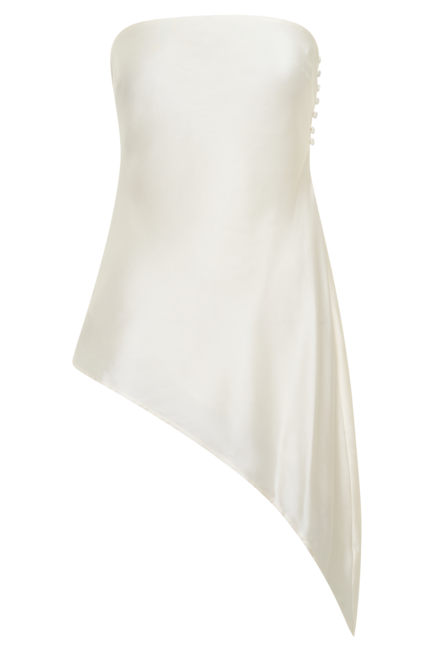 Kayla Silk Blend Strapless Asymmetric Top - Ivory