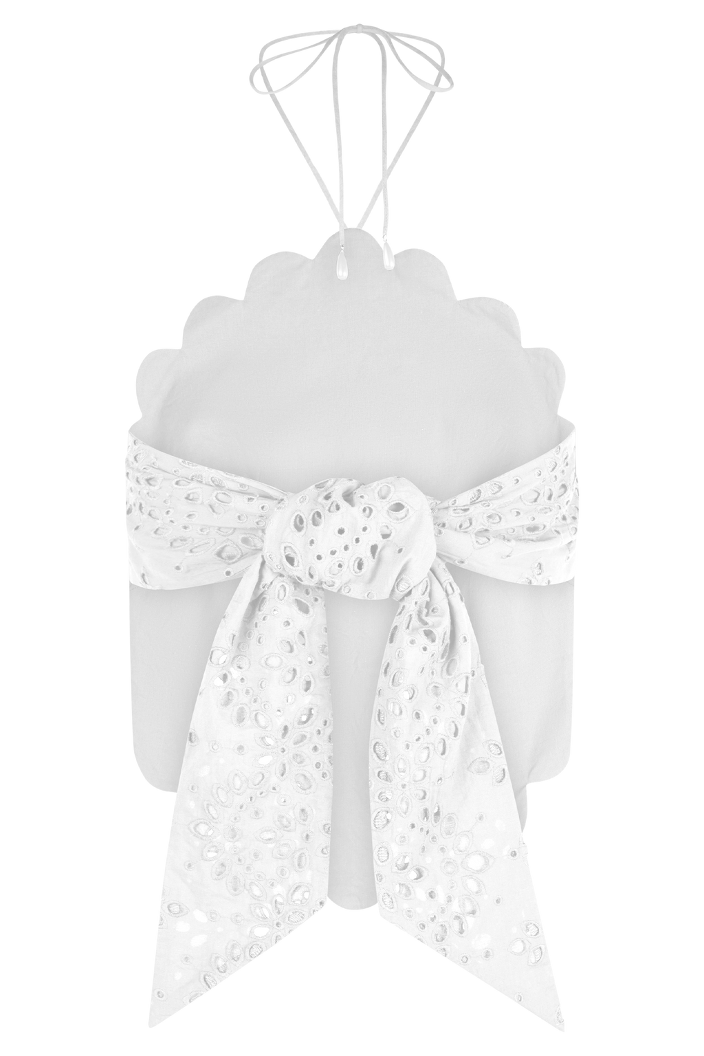 Kensley Broderie Halter Top - White