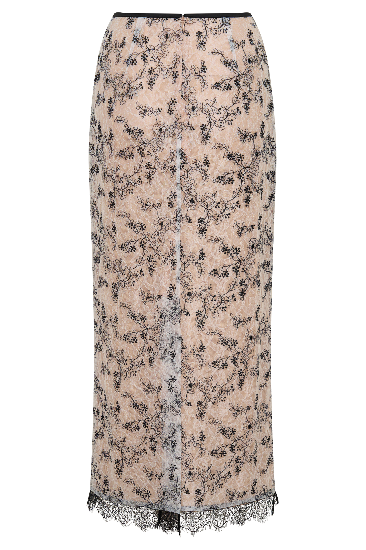 Kimberly Lace Pencil Midi Skirt - Nude Lace