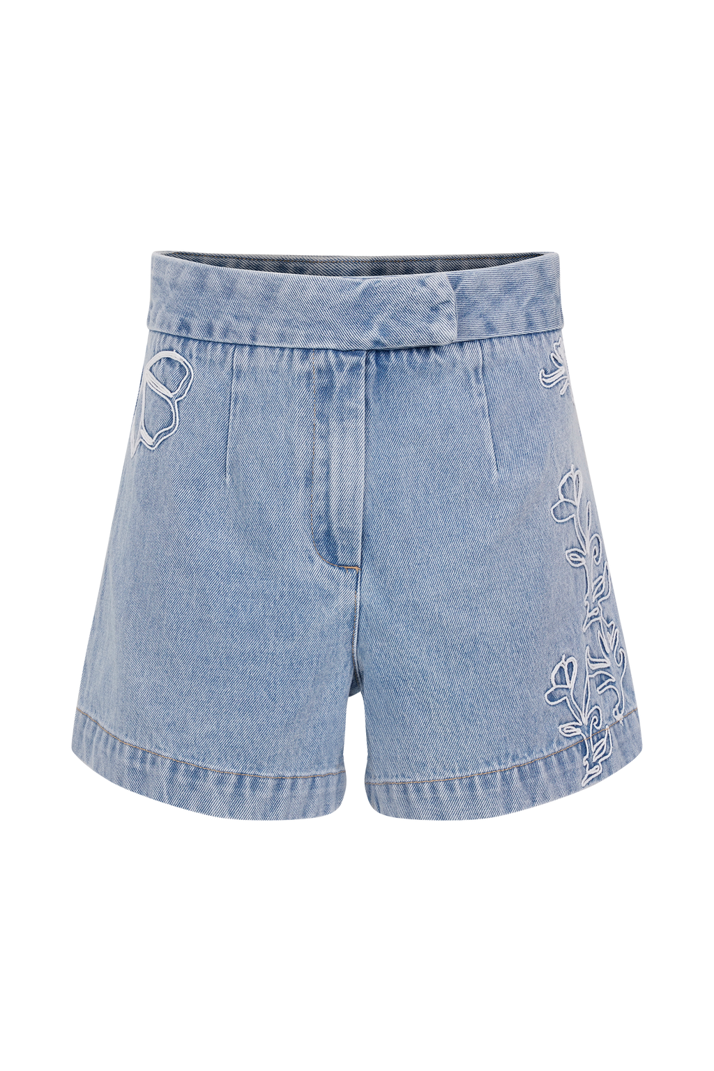Kylee Embroidered Shorts - Mid Blue