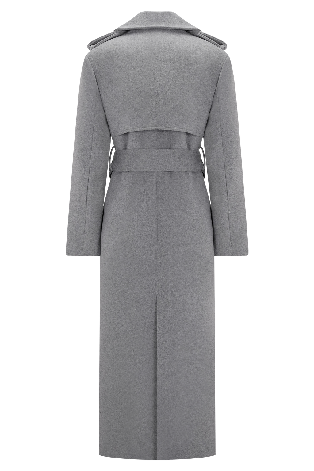 Levi Long Trench Wool Coat - Grey Marle