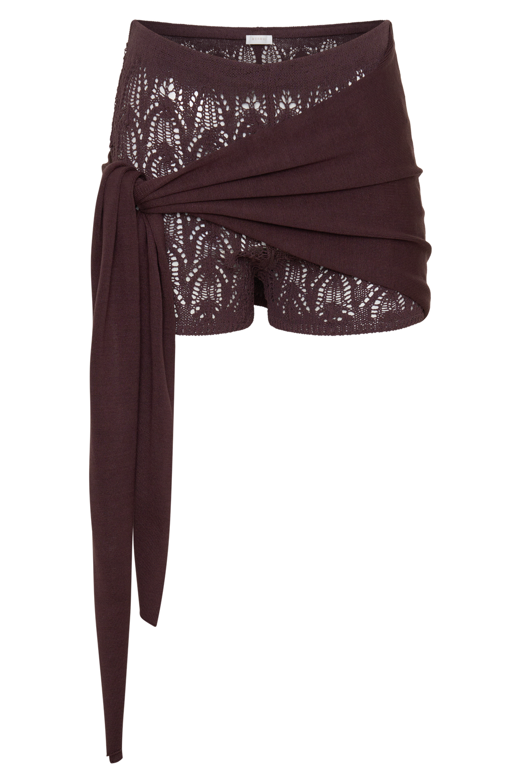 Liora Crochet Shorts With Knit Overlay - Chocolate