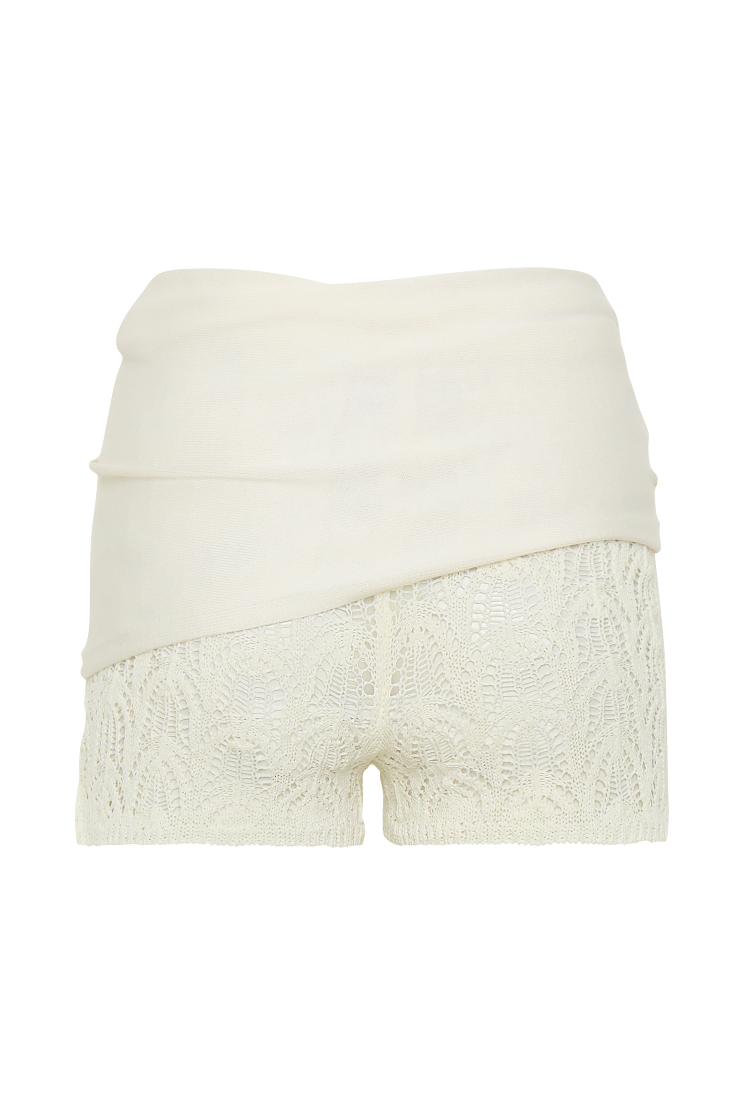 Liora Crochet Shorts With Knit Overlay - Ivory