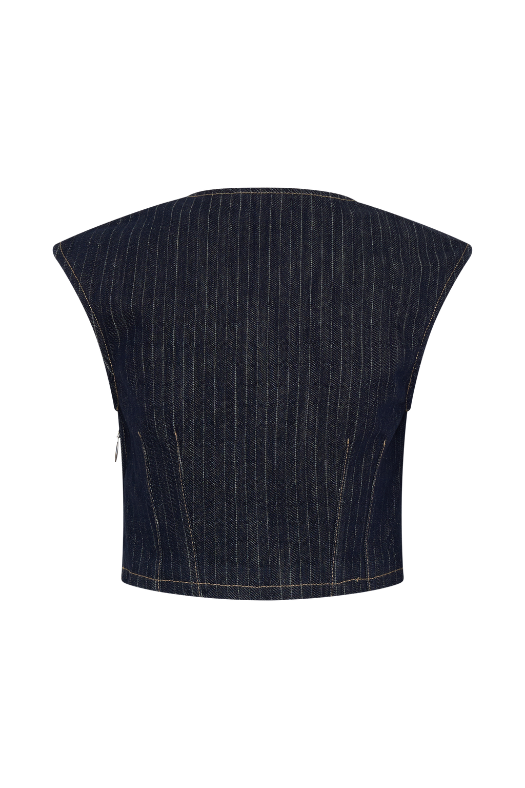 Loraine Sleeveless Denim Top - Indigo Pinstripe