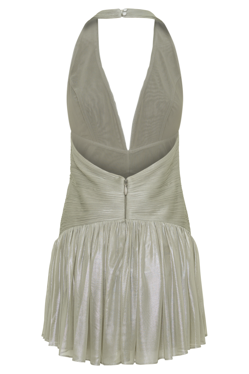 Lucille Halter Pleated Mini Dress - Silver