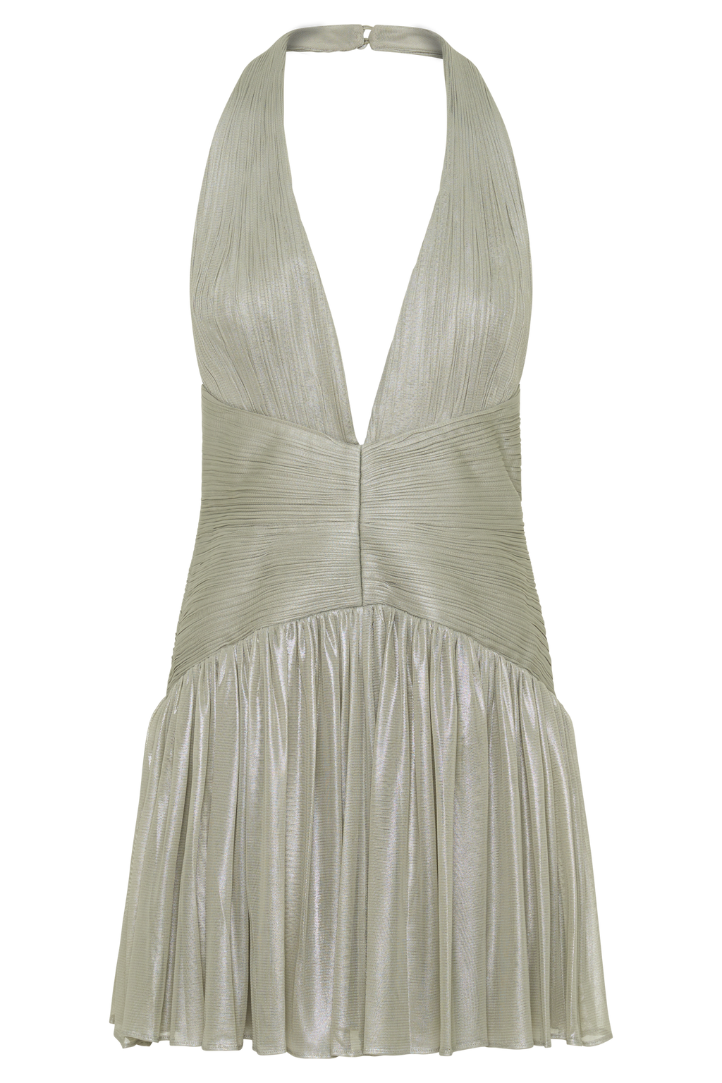 Lucille Halter Pleated Mini Dress - Silver