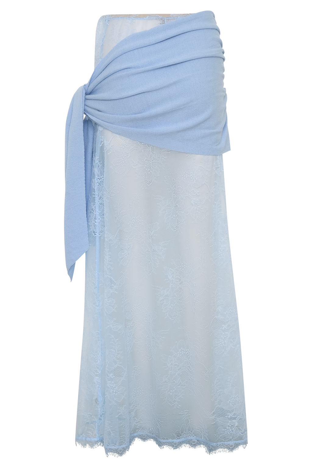 Lucy Lace And Knit Skirt - Cornflower Blue