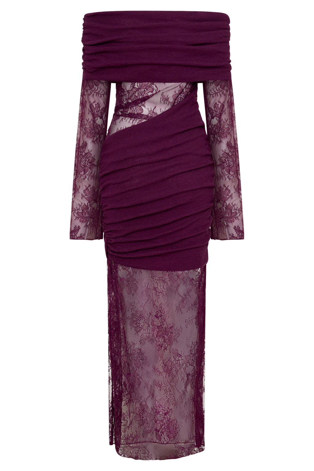 Luxie Lace Knit Maxi Dress - Plum