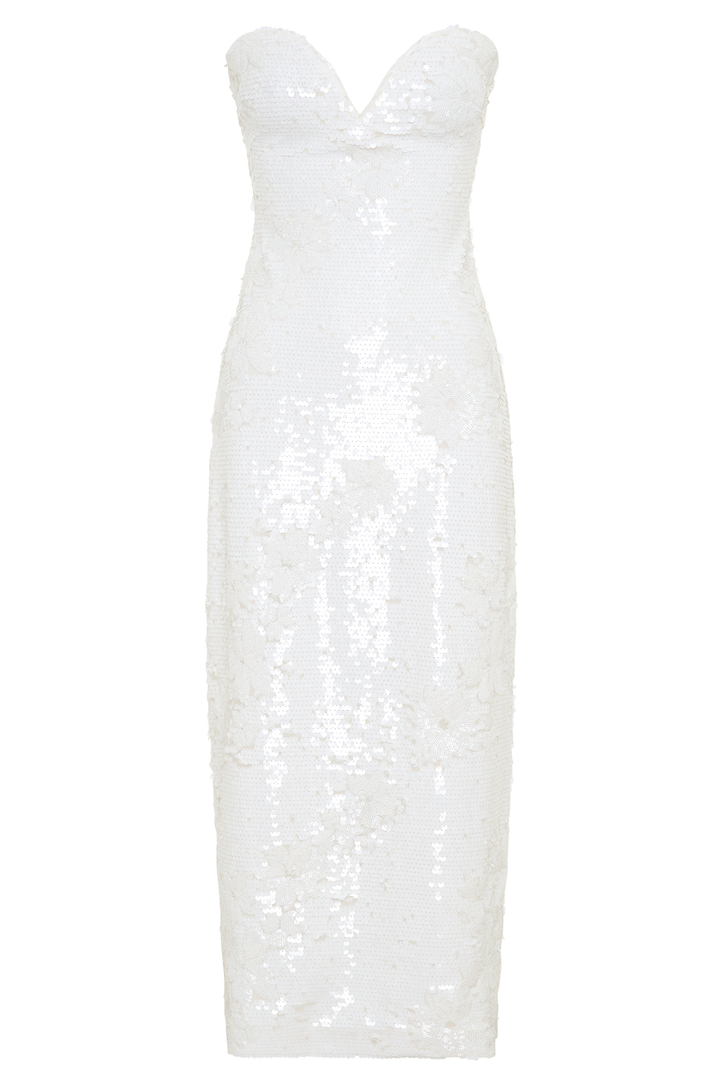 Maisie Strapless Sequin Midi Dress - White