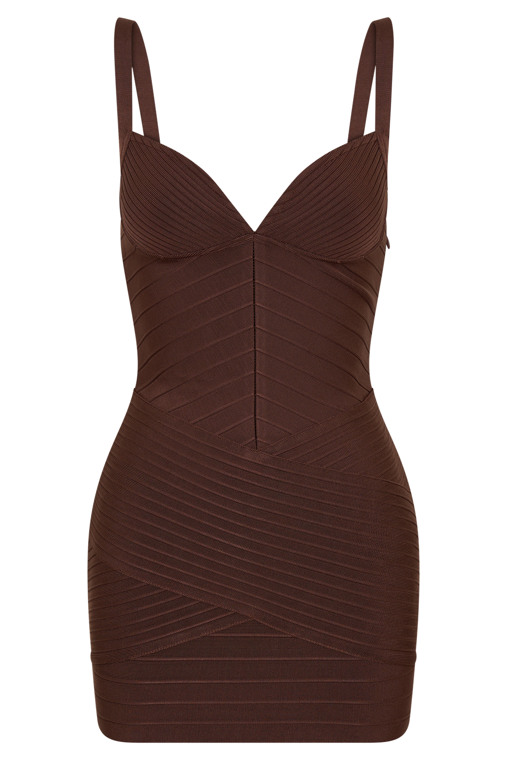 Maison Bandage Knit Mini Dress - Chocolate