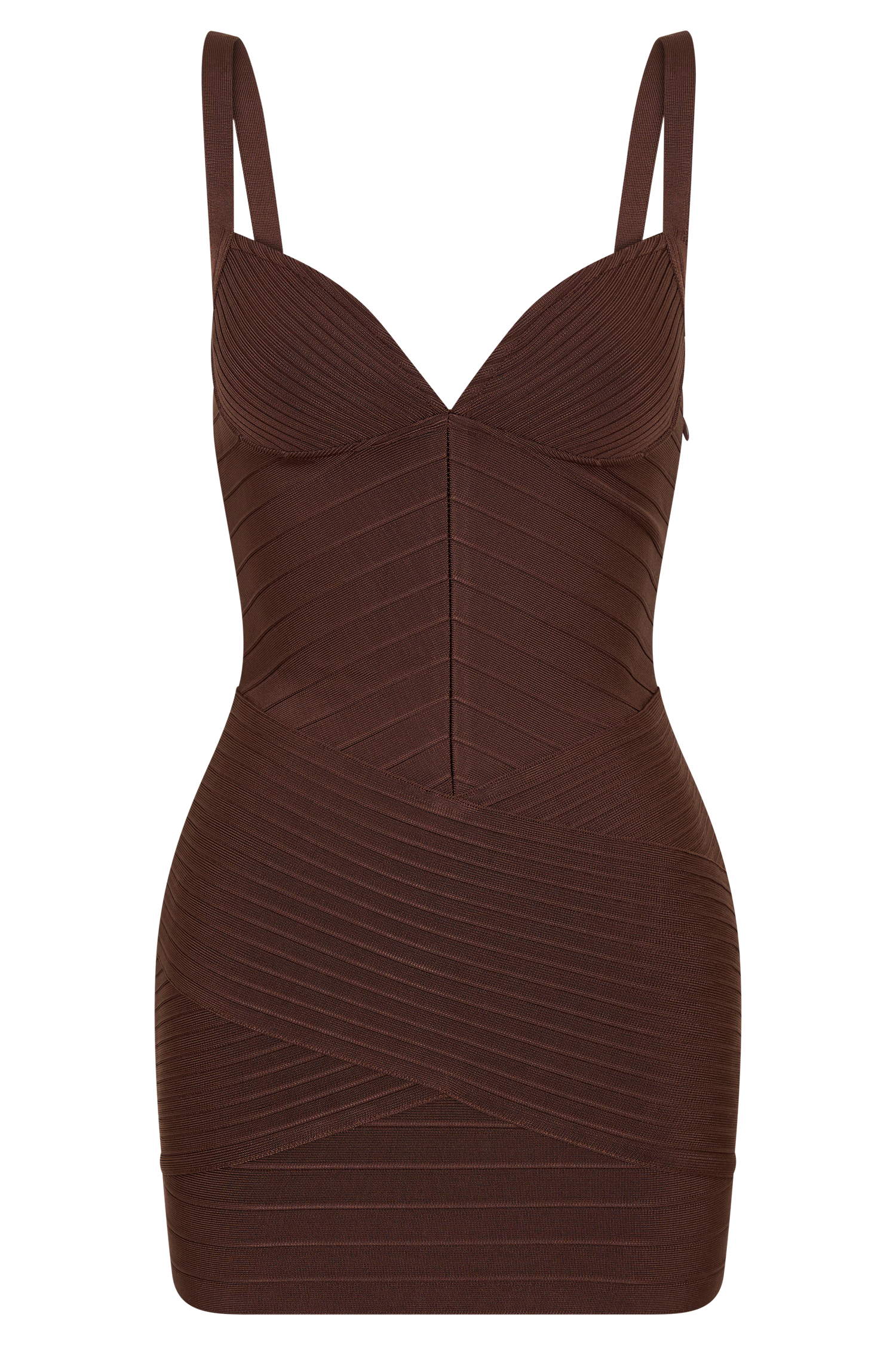 Maison Bandage Knit Mini Dress - Chocolate