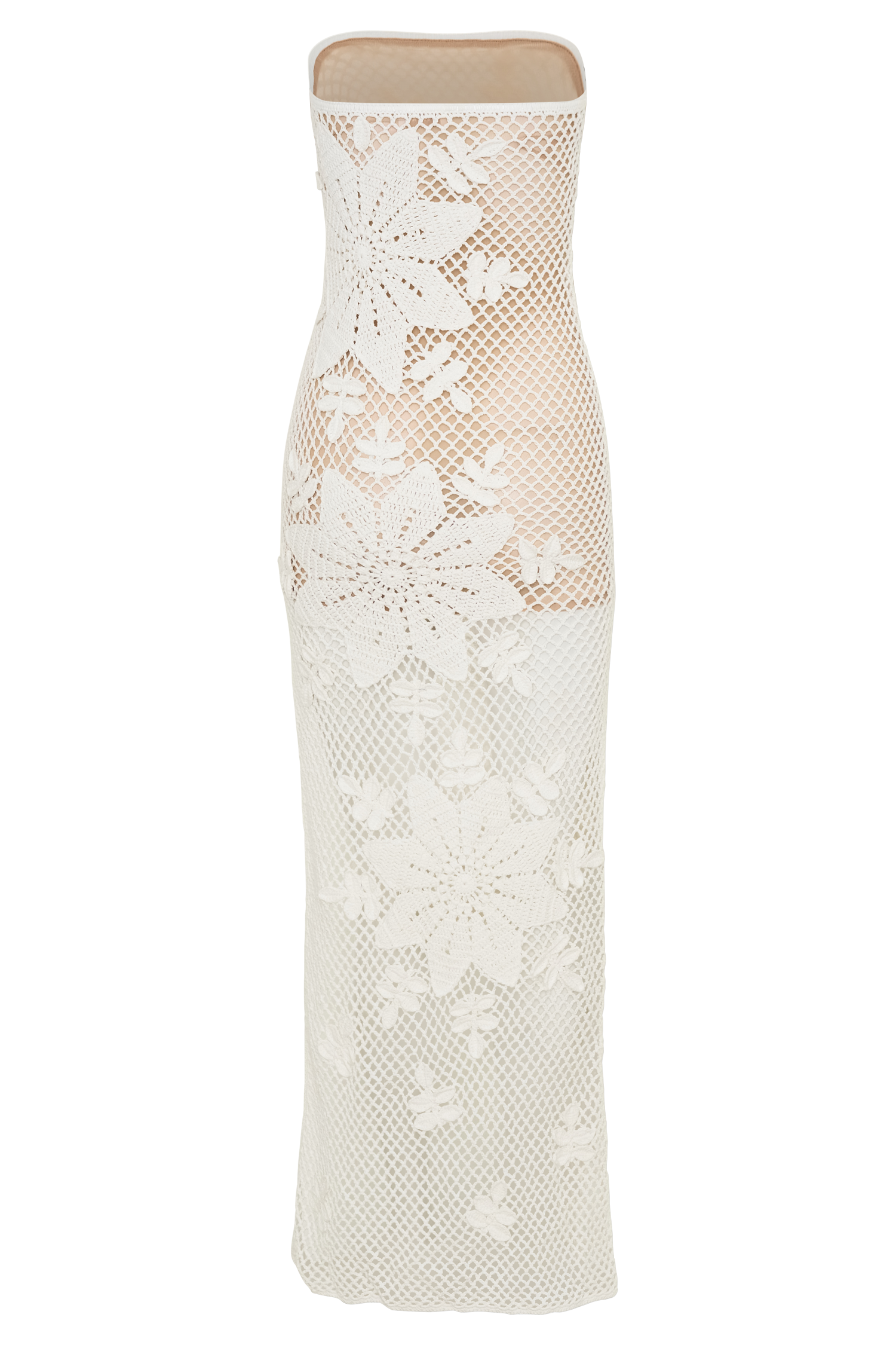 Mandie Hand Crochet Asymmetrical Maxi Dress - White