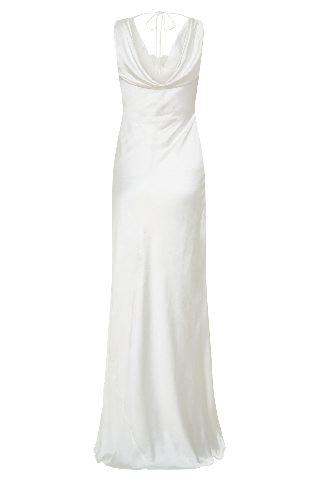 Ashley Cowl Neck Lace And Satin Maxi Dress - Ivory
