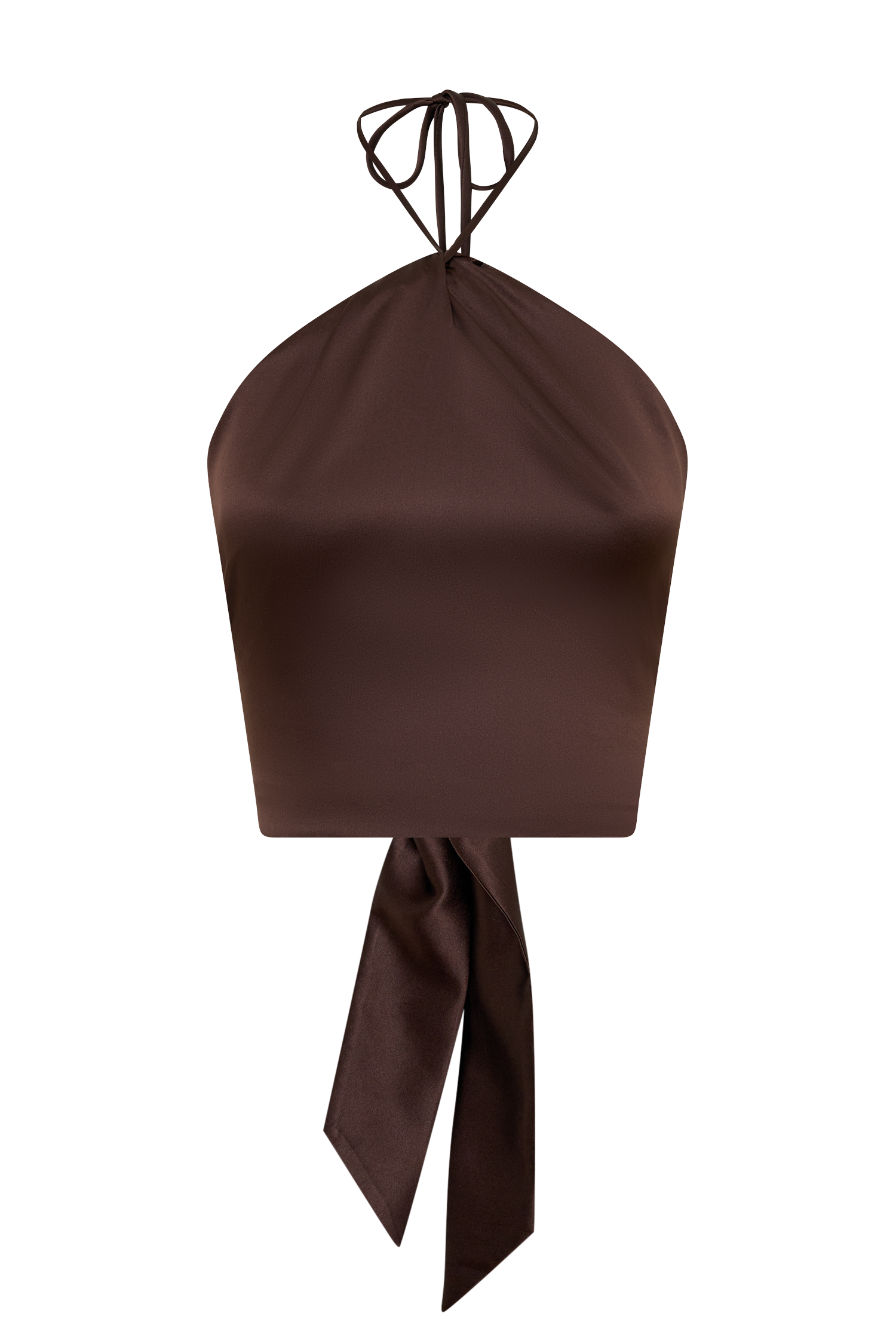 Mariana Halter Silk Blend Sleeveless Top - Dark Chocolate