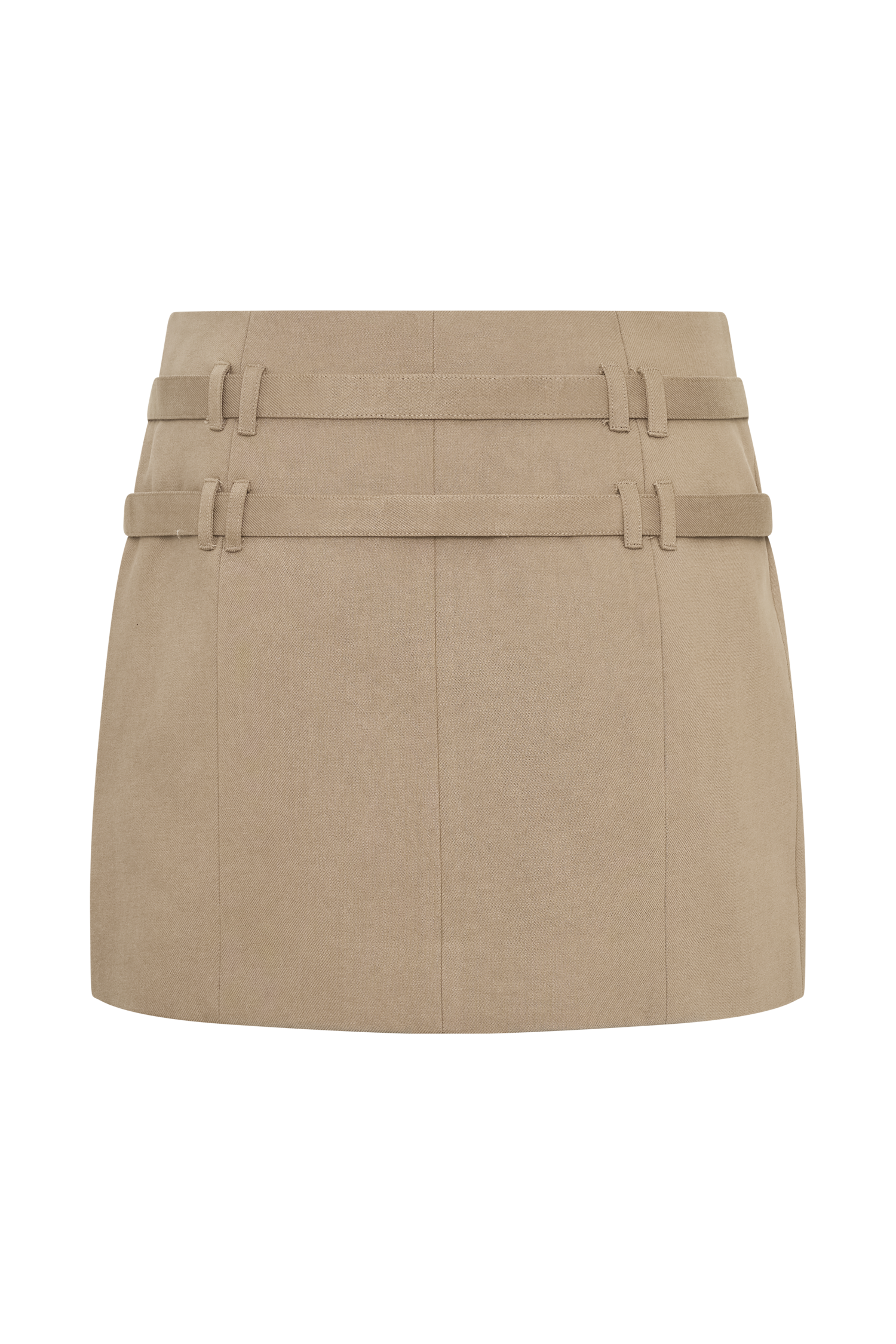 Marielle Double Belt Mini Skirt - Taupe