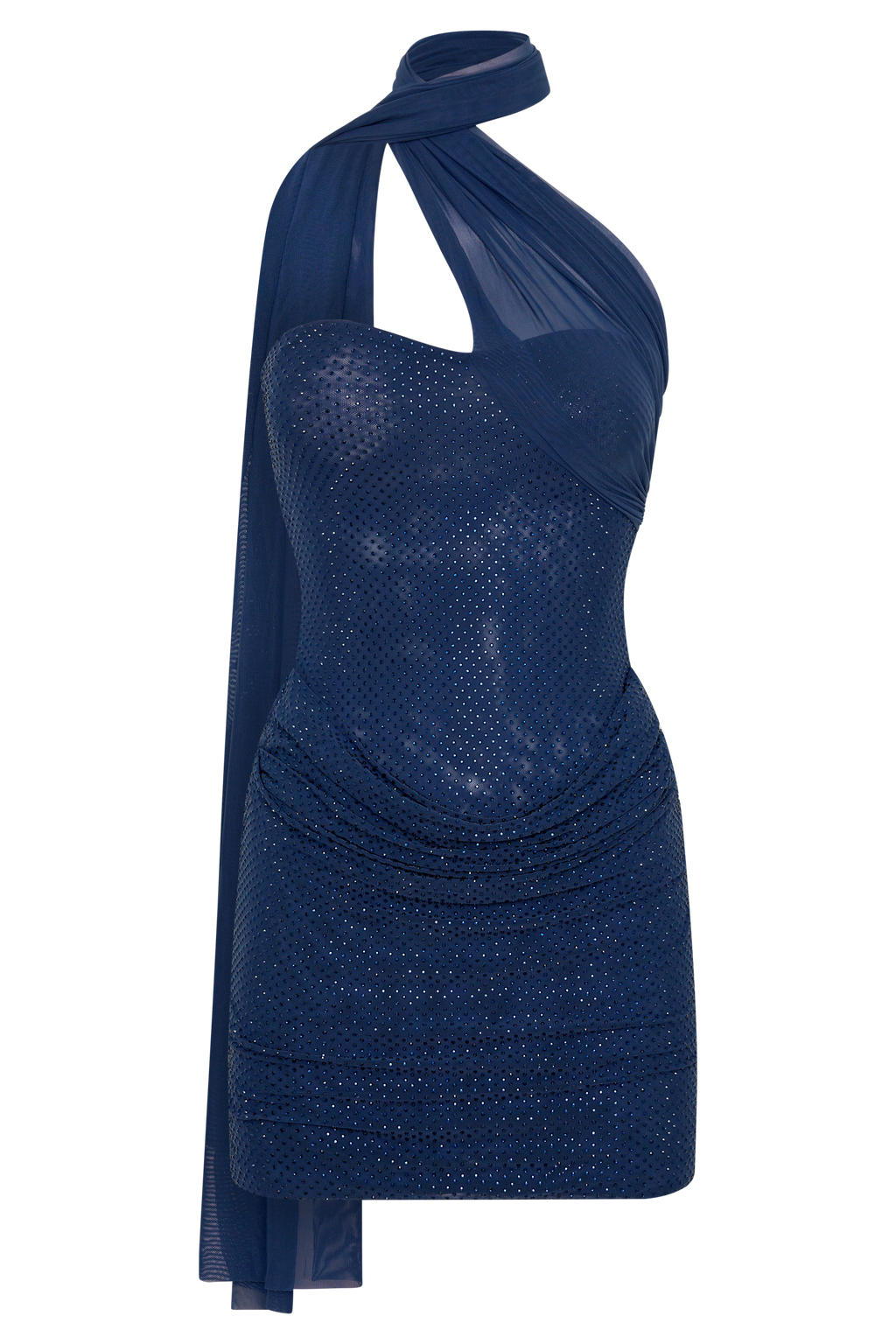 Mattea Diamante Mini Dress With Scarf - Navy