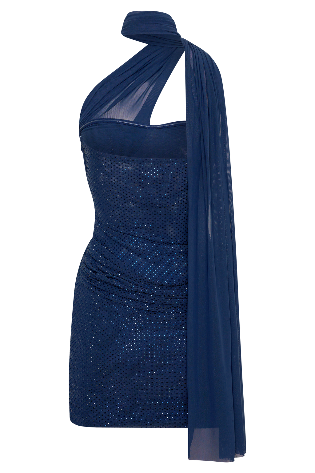 Mattea Diamante Mini Dress With Scarf - Navy