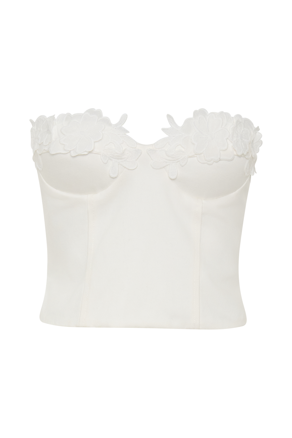 Melany Applique Denim Bustier - White