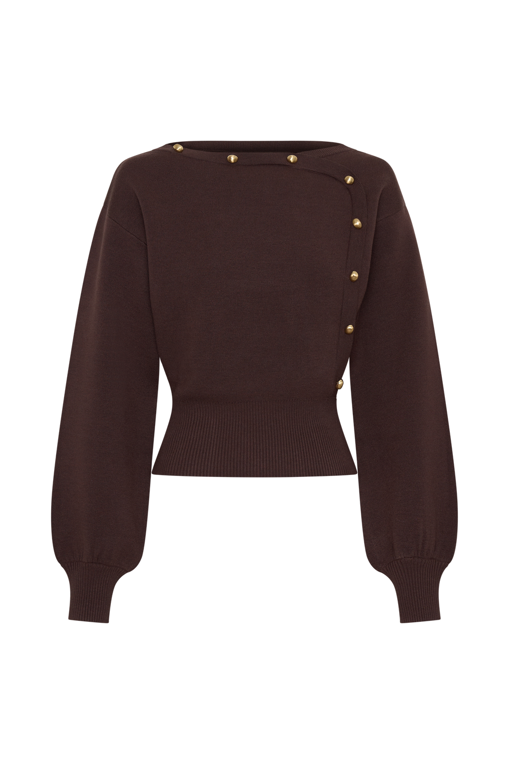 Mertyle Aysmetrical Knit Jumper - Deep Chocolate