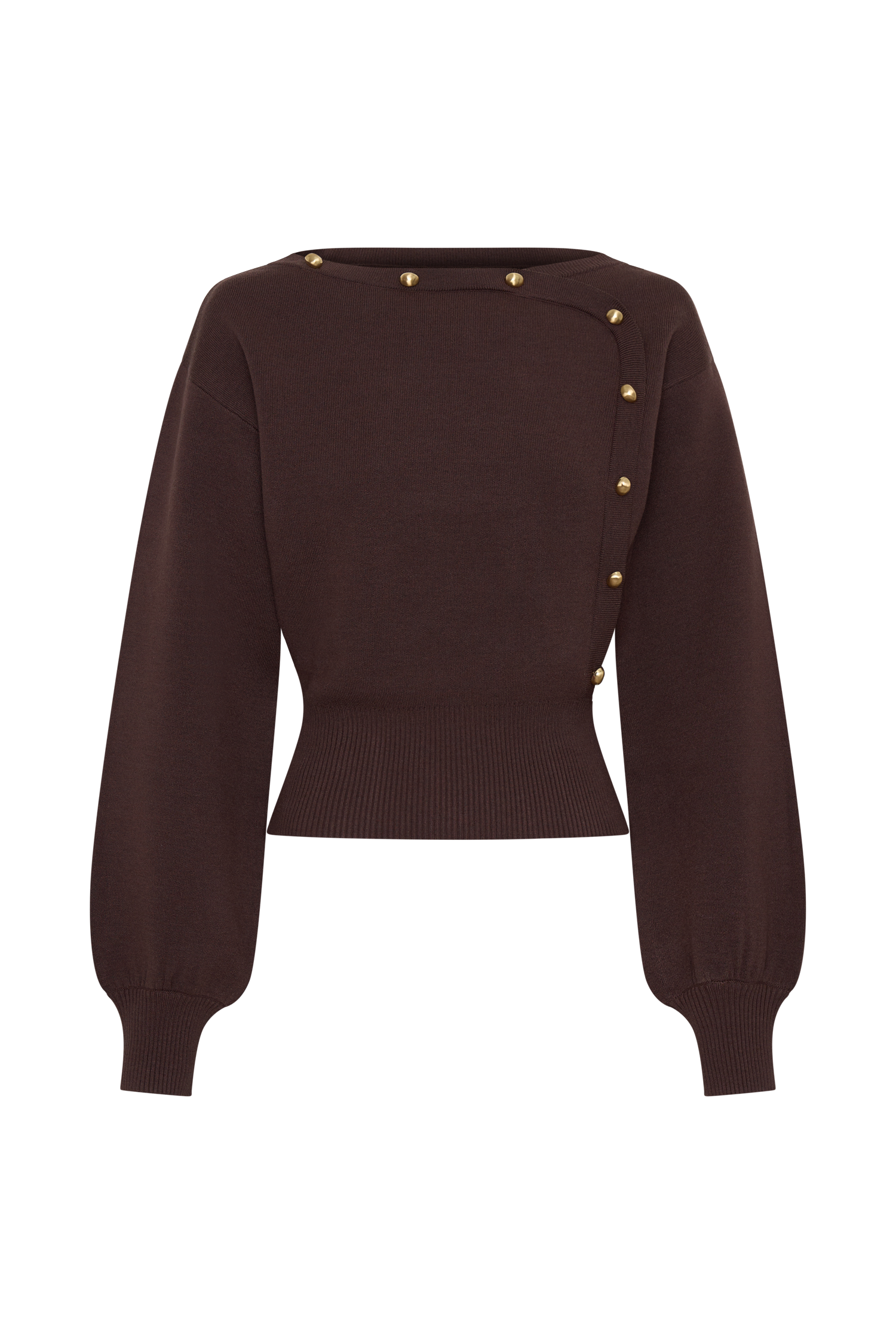 Mertyle Aysmetrical Knit Jumper - Deep Chocolate