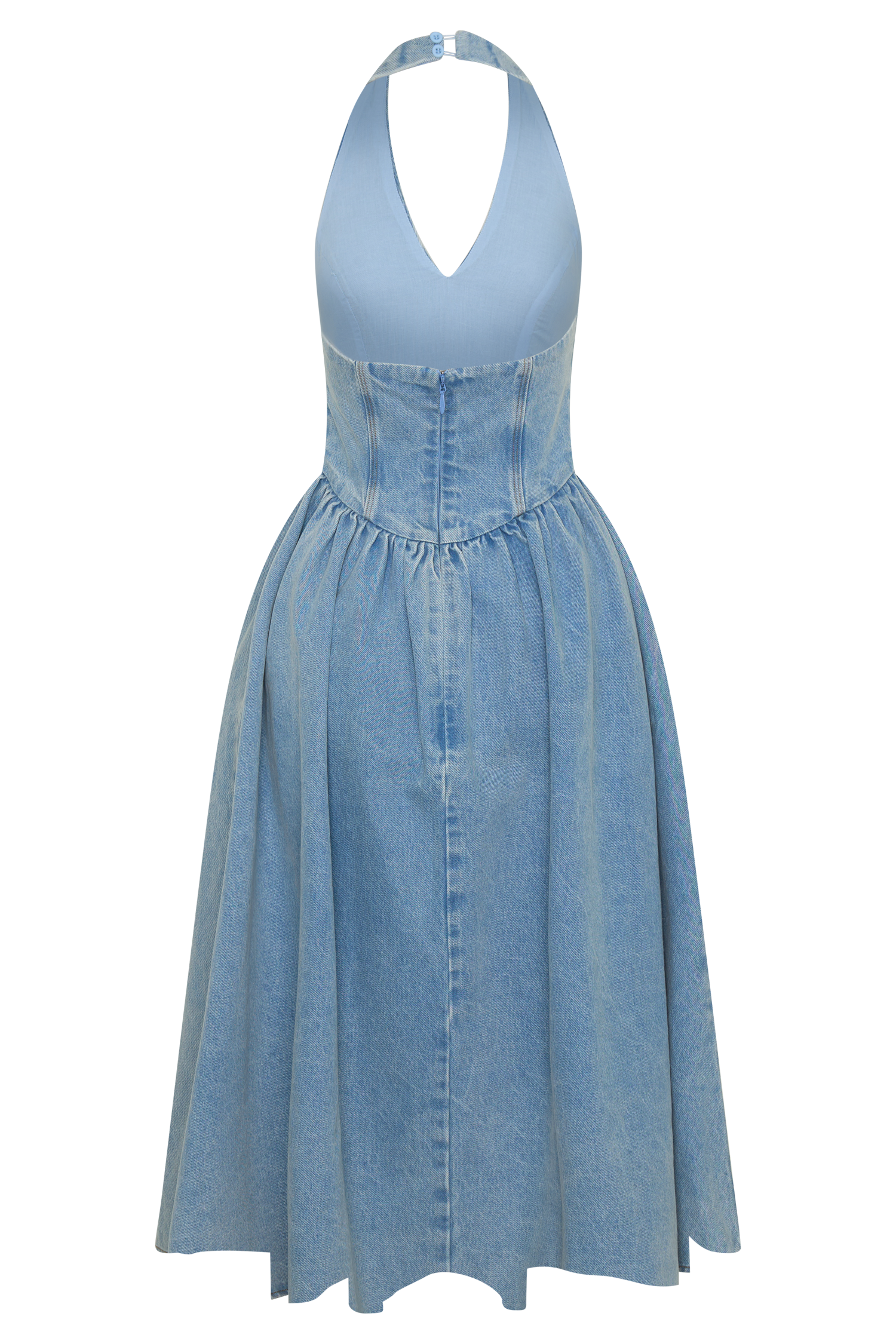Miller Denim Halter Midi Dress - Classic Blue
