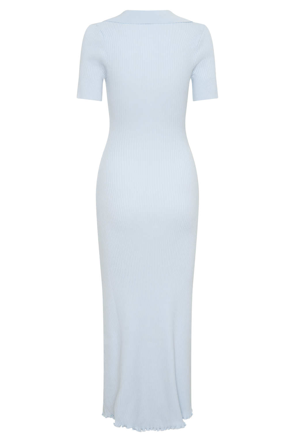 Nichelle Short Sleeve Collared Knit Midi Dress - Light Blue
