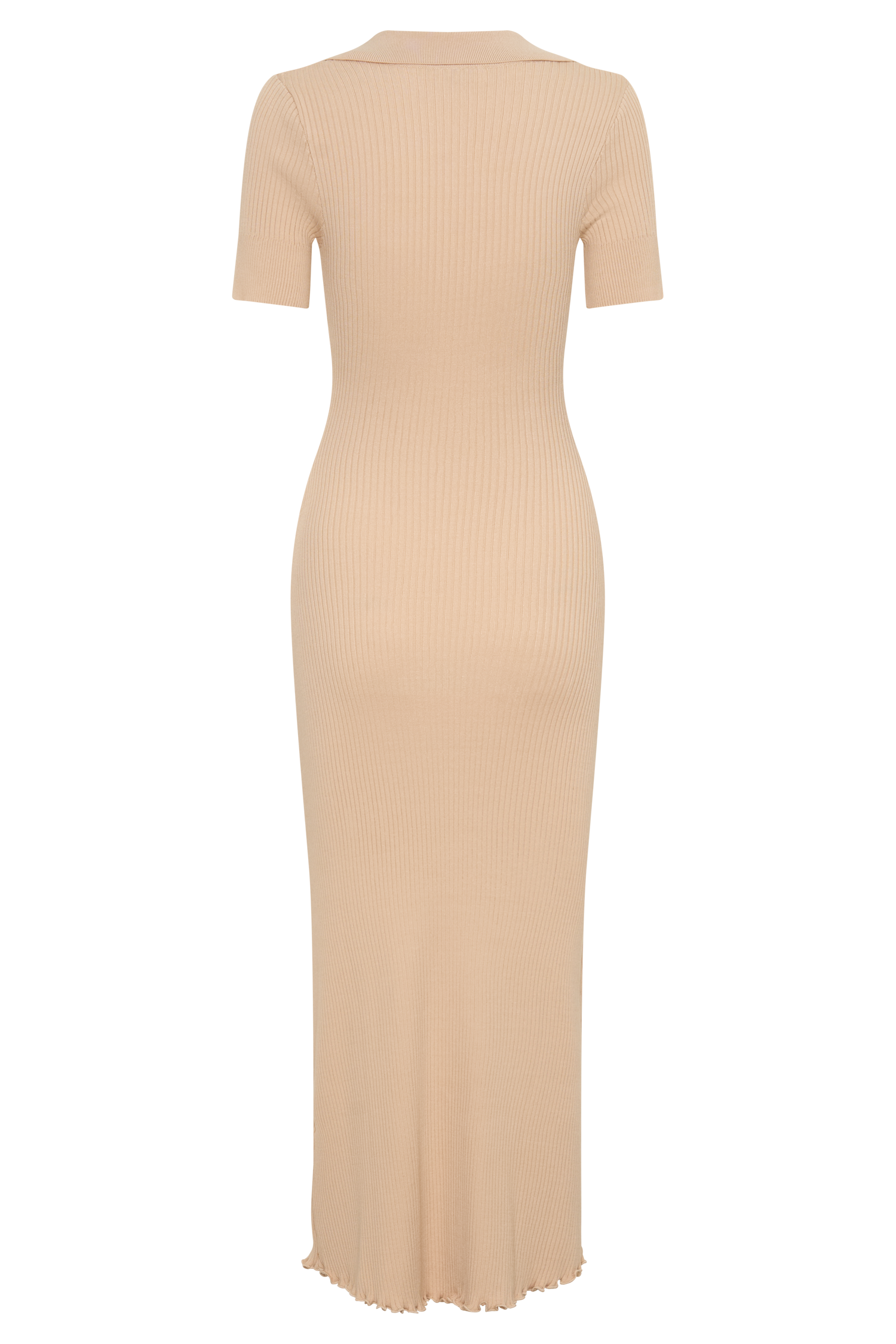 Nichelle Short Sleeve Collared Knit Midi Dress - Natural