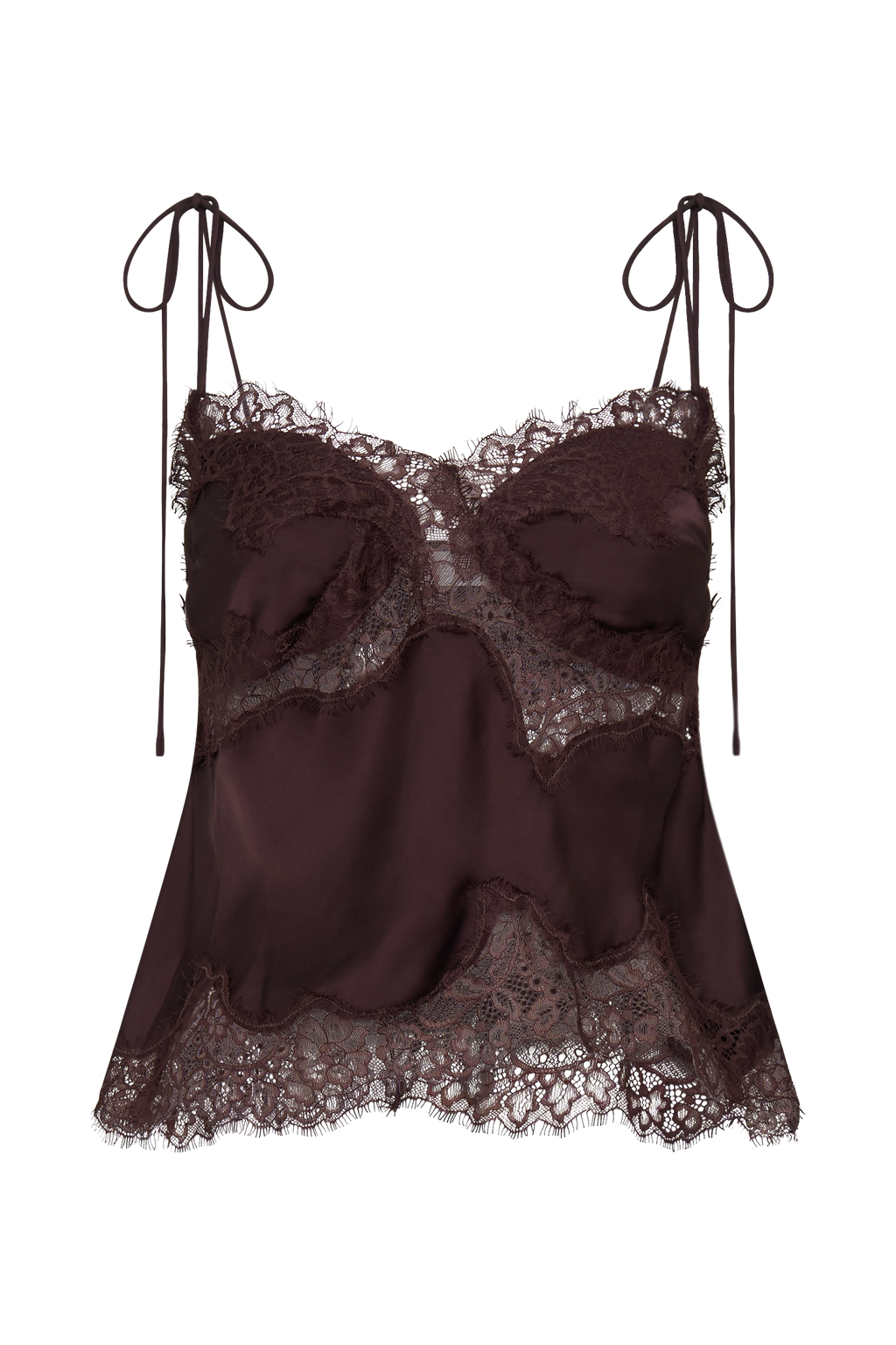 Nina Satin And Lace Camisole - Chocolate