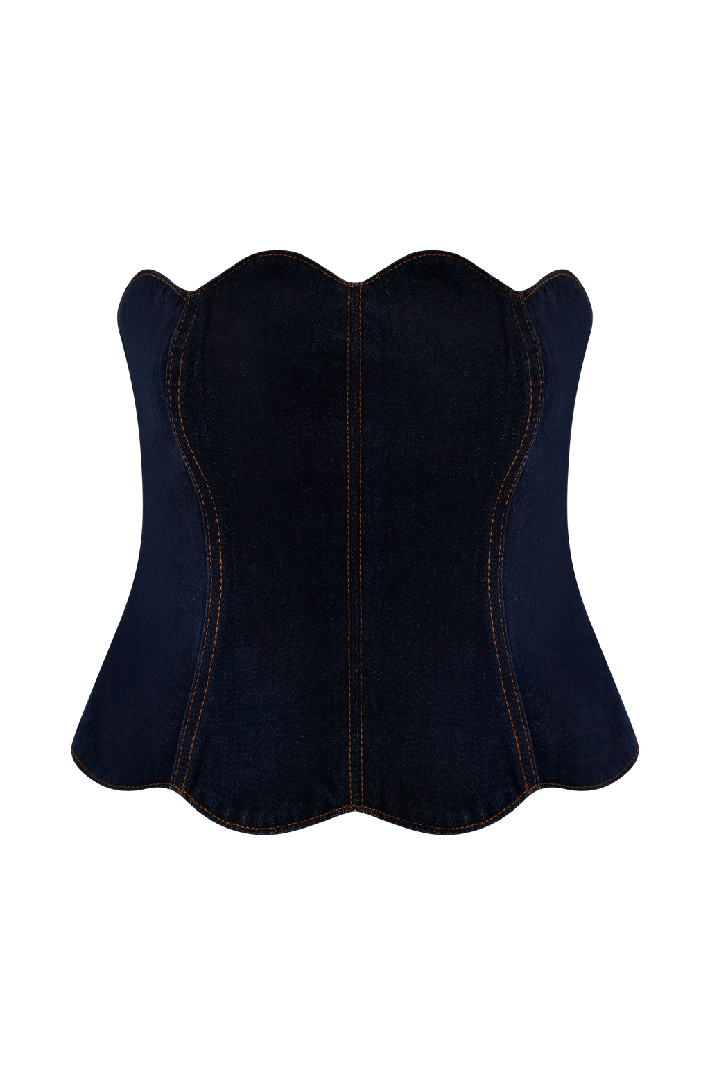 Oakley Strapless Scallop Denim Top - Indigo Blue